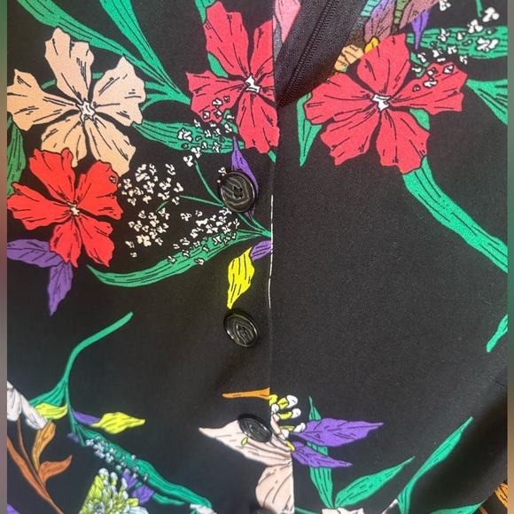 Worthington jumpsuit romper size L floral wide leg Tie Waist Zip Back - Picture 6 of 7